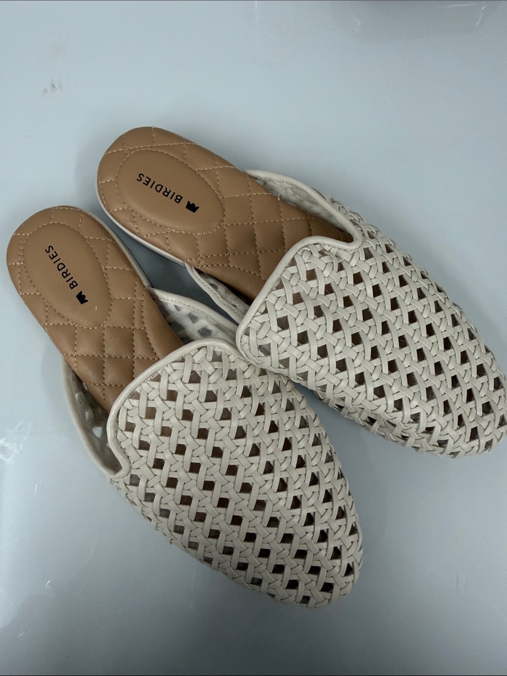 Birdies Ivory Woven Slip-On Mules 7